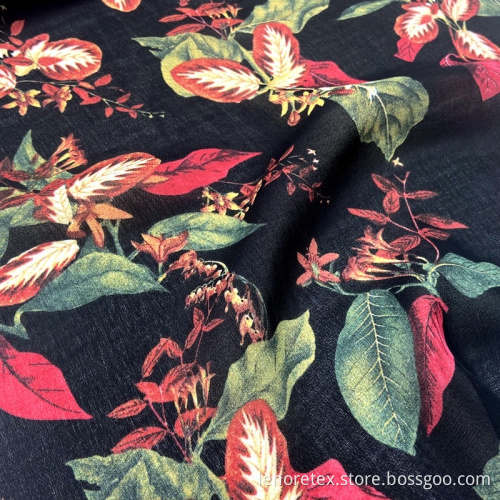 Polyester Rose Flower Woven 75D Chiffon Print Fabric